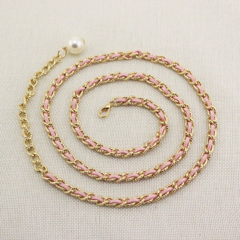 Ceinture de robe de mariée polyvalente, chaîne de taille en métal, décoration de jupe: pink