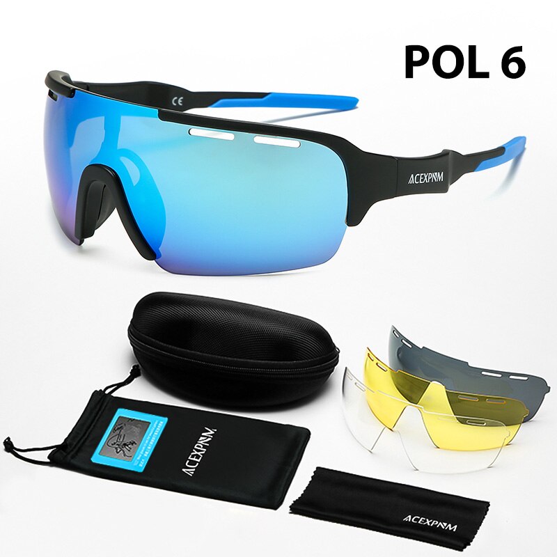 Mannen Vrouwen Gepolariseerde Fietsen Bril UV400 Fietsen Goggle TR90 Fietsen Brillen Outdoor Sport Fietsen Zonnebril 4 Lens: PO6