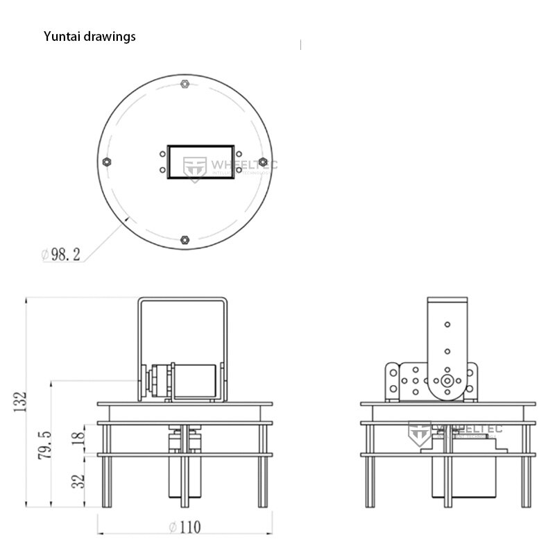 2 Vrijheidsgraden Pan/Tilt Met Lager 20Kg High Torque Stuurinrichting Controleerbaar Elektrische Pan/Tilt aluminium Met Twee