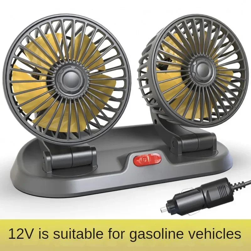 Autoventilator usb /12v/24v dubbele kop verstelbaar 360 ° elektrische autoventilator stil 2- snelheden multifunctioneel tijdelijke parkeerkaart autoventilator: Wit