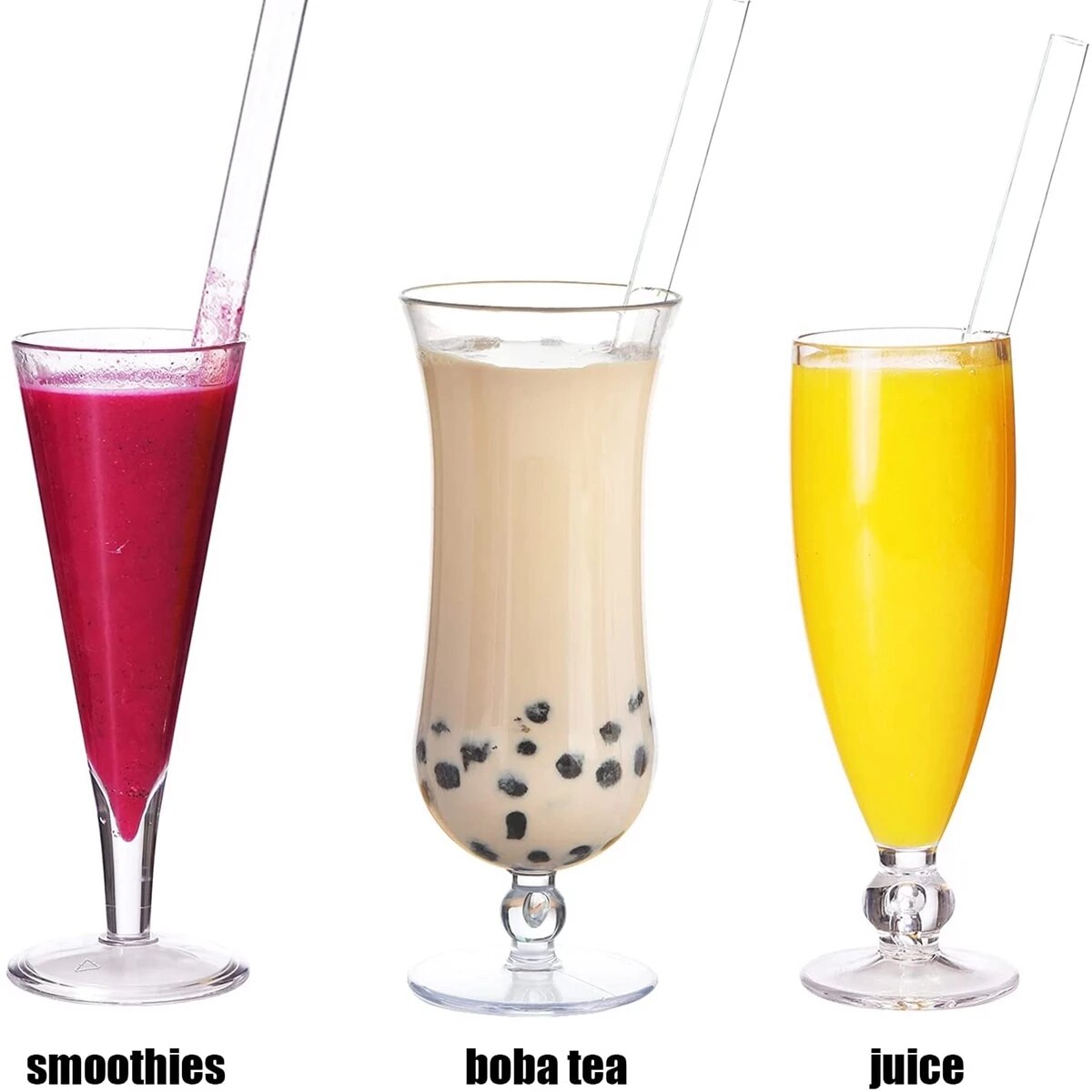 4 Stuks Rechte Glazen Rietjes Herbruikbare Clear Rietjes 12Mm Breed Smoothie Rietjes Voor Boba Bubble Tea Milkshakes Rietje