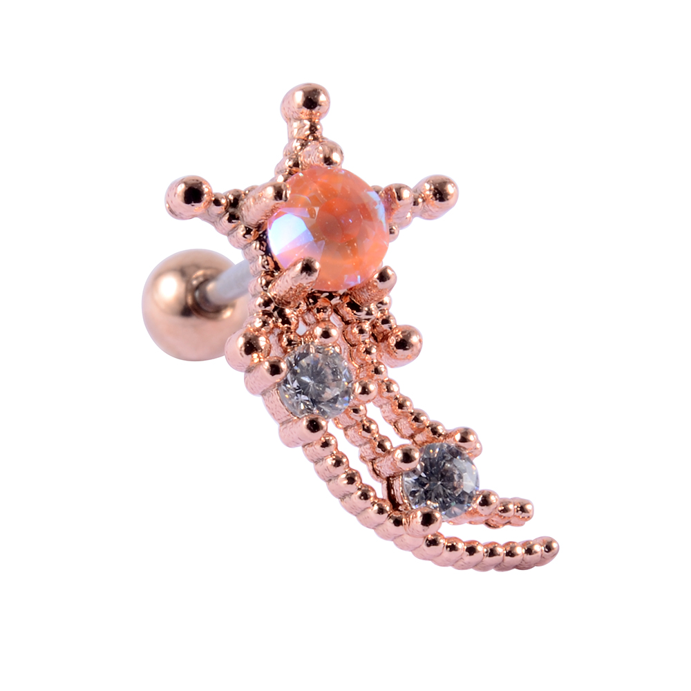 1PC Stainless Steel Multicolor Cz Tragus Cartilage Earrings Crystal Feather Ear Helix Tragus Earrings Lobe Piercing Jewelry 20G: Blue Zinc Plated