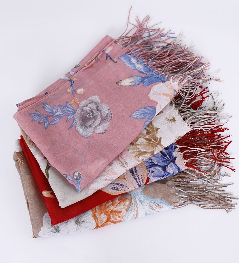 Quaste Lange Drucken Frau Schal Dünne Sommer Schals und wickelt Blumen Schals Für Damen Bandana Echarpe Foulard Femme