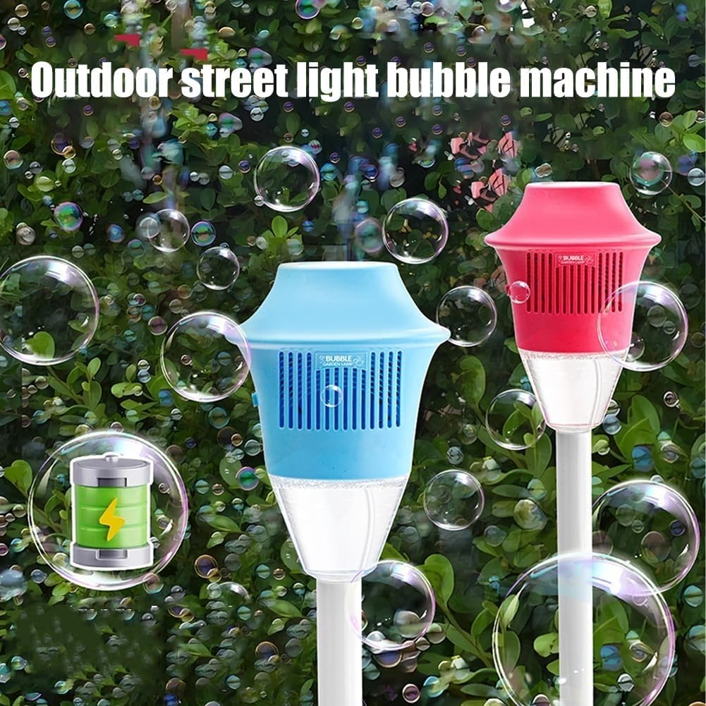 Bubble Torch Garden Lamp Rechargeable Adjustable Bubble Machine with Lights Music Auto Vertical Bubble Machine for Wedding