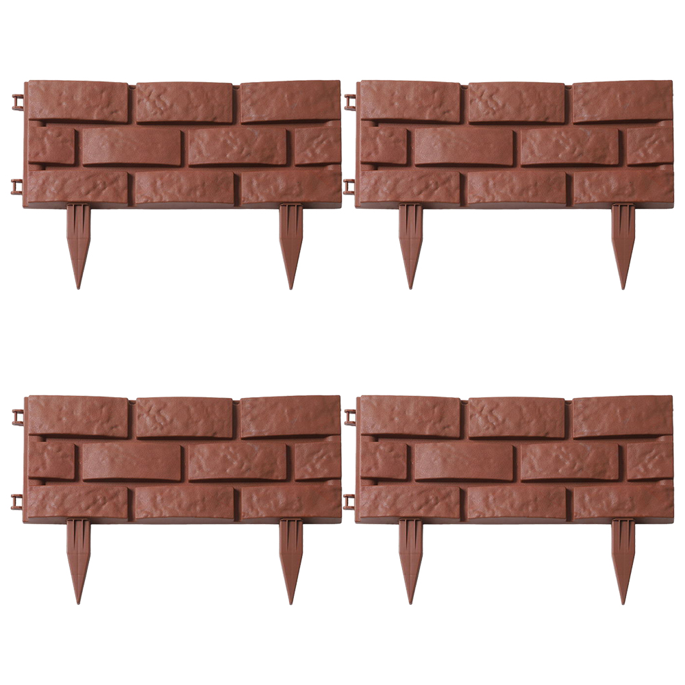 1-8 pçs imitação de pedra cerca de plástico jardim cerca borda jardim afiação diy decorativo flor grama ao ar livre paisagem borda: Vermelho