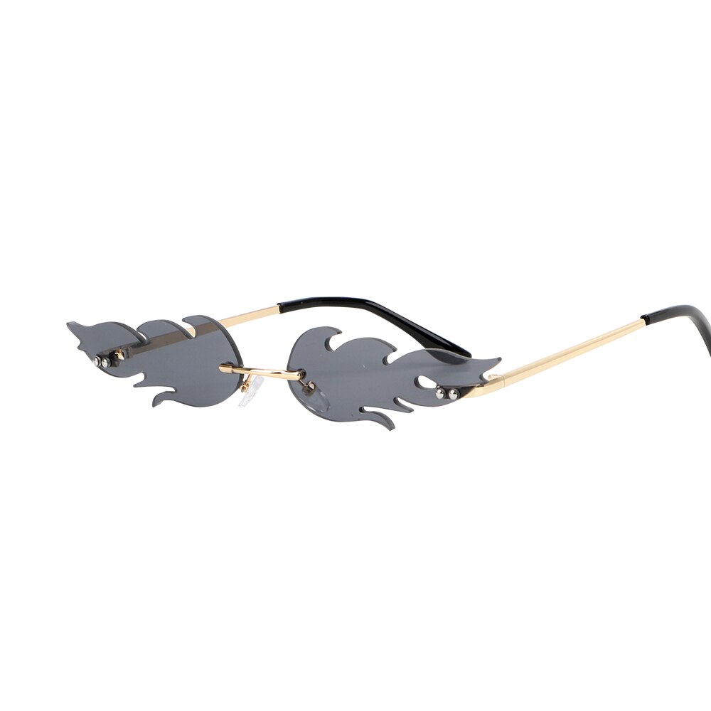 Uv 400 okra wave solbriller trend smal brand flamme solbriller bil kørselsbriller eyewear kantløse streetwear goggle: Grå