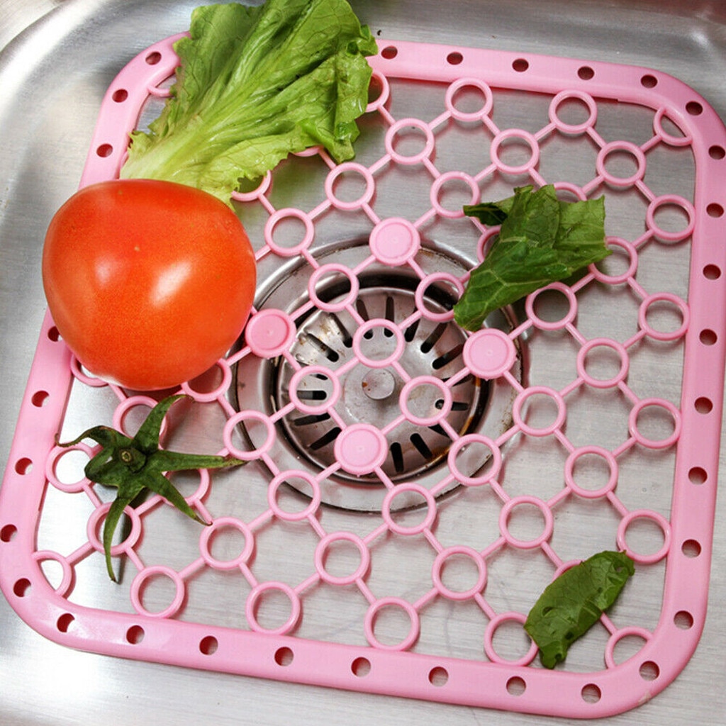 Kjøkkenvaskbeskyttelse dreneringsmatte deluxe antiskli tømmematte: Rosa