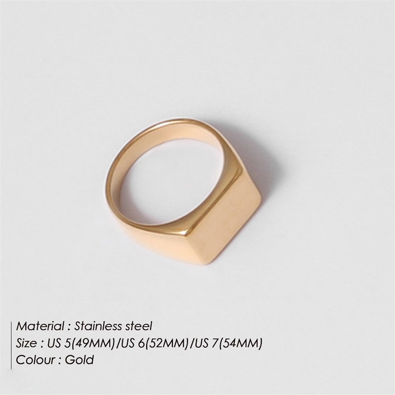 EManco Anillo redondo minimalista de acero inoxidable estilo punk Anillos de mujer chapados en oro para fiestas y festivales: 5 / Verde