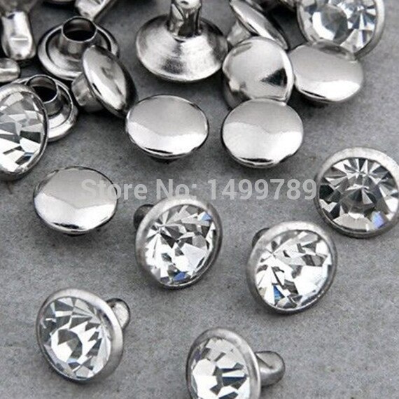 100 Sets 6 Mm Cz Kristallen Rhinestone Klinknagels Zilveren Nailhead Spots Studs Diy Gratis