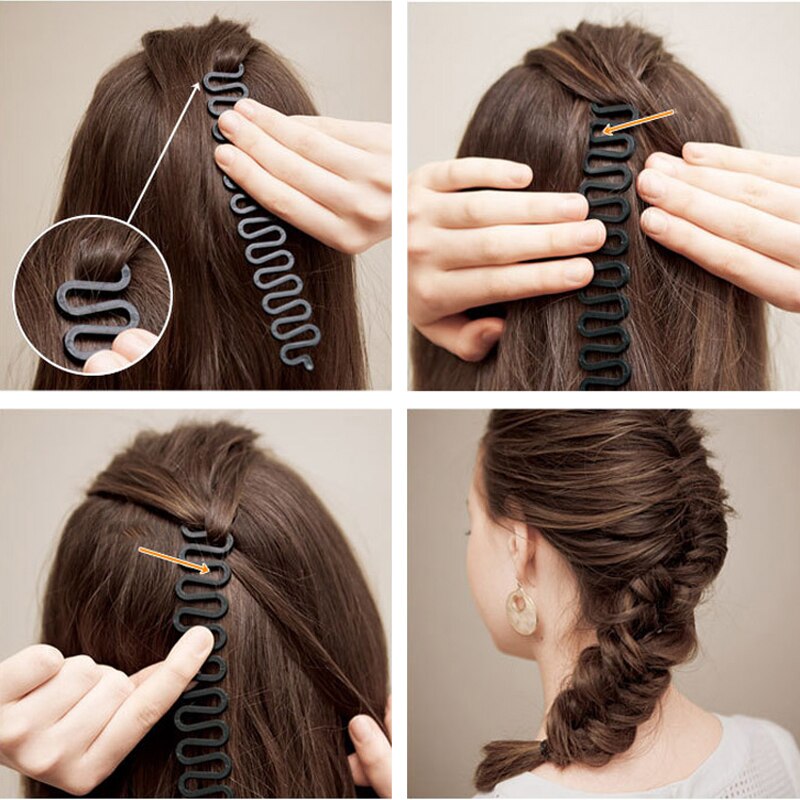 1 stk kvinder hår flette maskine flette værktøj elastisk ring væv flet hår styling værktøj gør det selv frisure frisør tilbehør