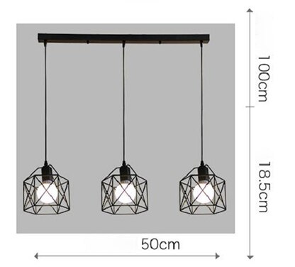 Rustik industriel pendel geometri jern pendel lamper køkkenø lampe pendel loft cafe butik hængende lysarmaturer: 3 hoveder strimmel
