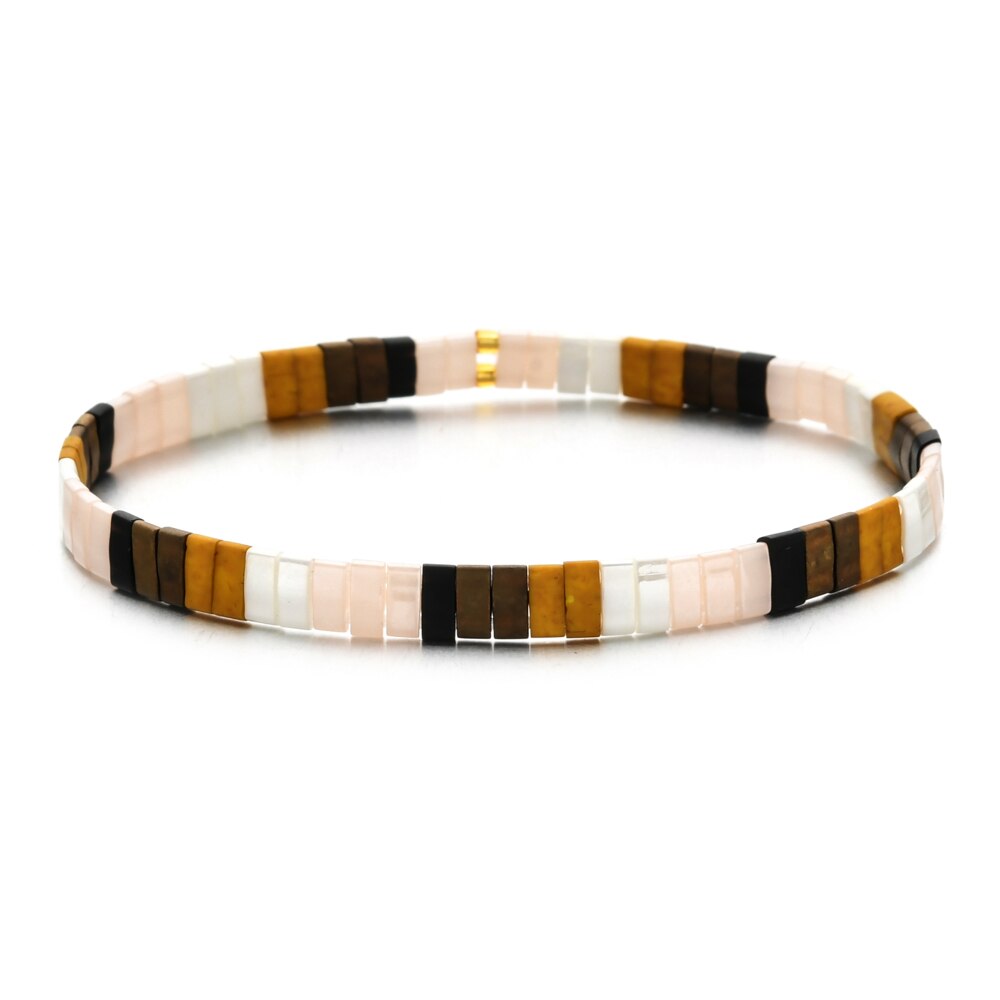 Smzy pulseira feminina com miçangas do arco-íris, artesanal e elástica, com pingentes da amizade, pulseira feminina: HGSL060