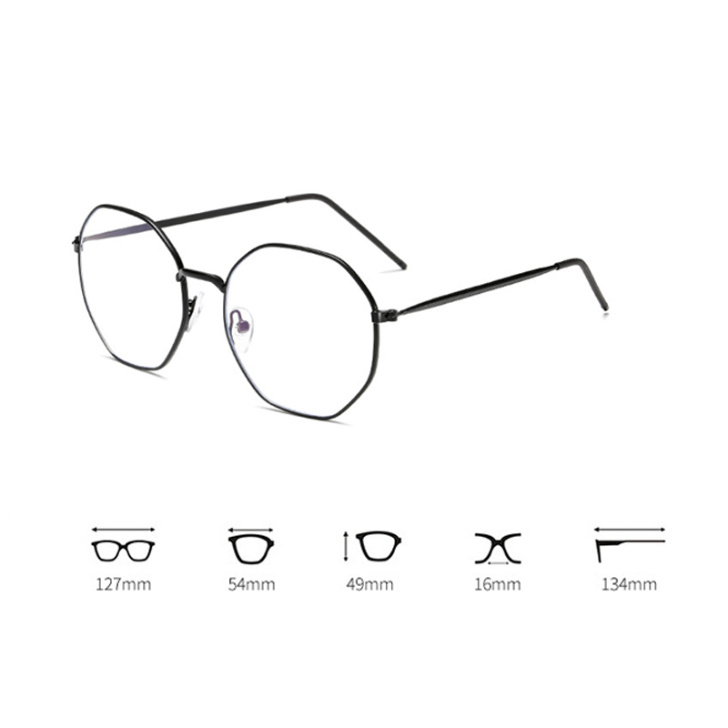 iboode Vintage Metal Irregular Polygon Frame Glasses Women Men Anti Blue Light Eyeglasses Computer Goggle Unisex Eyewear Mirror