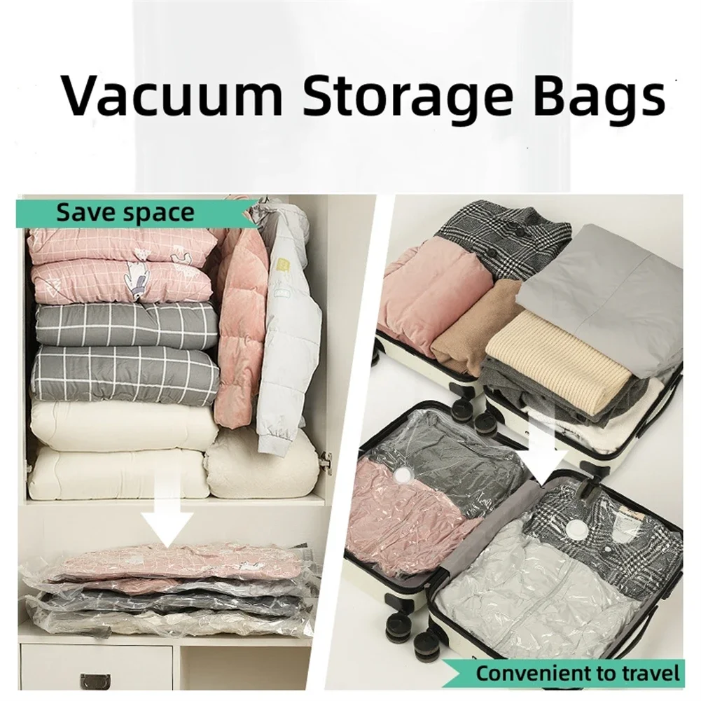 Pet + Pe Transparante Vacuümzak Opvouwbare Gecomprimeerde Ruimtebesparende Kleding Opbergzak 8 Draad Huishoudelijke Vacuümzak