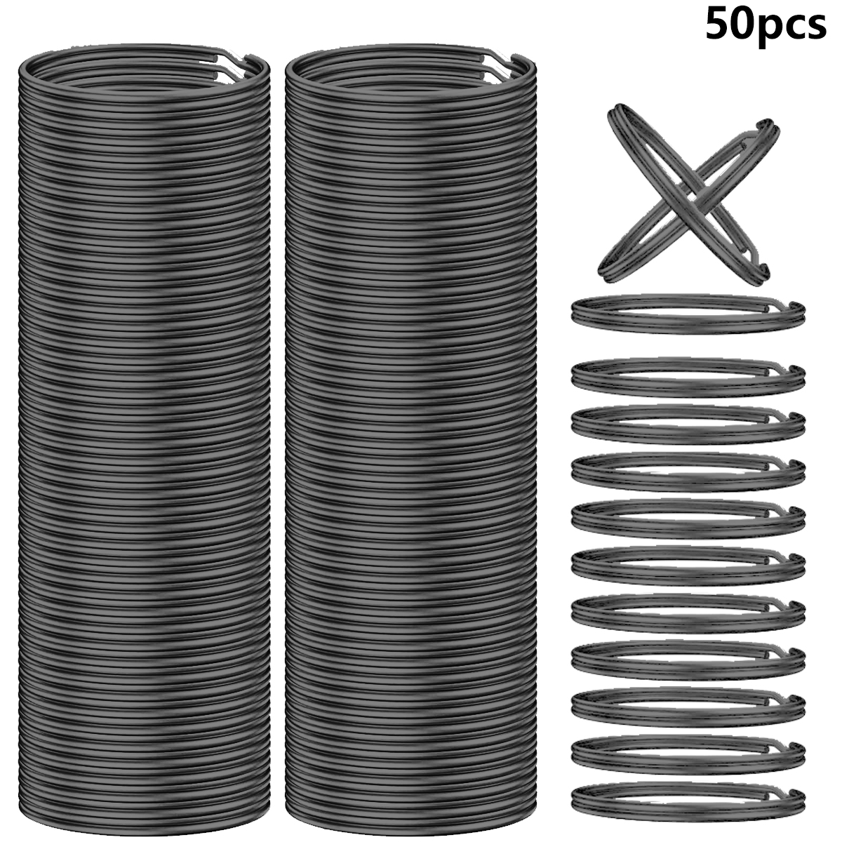50 STKS Metalen sleutelhanger Afneembare split-sleutelhanger voor thuis, auto, kantoor Sleutelaccessoires DIY Craft Making Kit (25 mm): Black