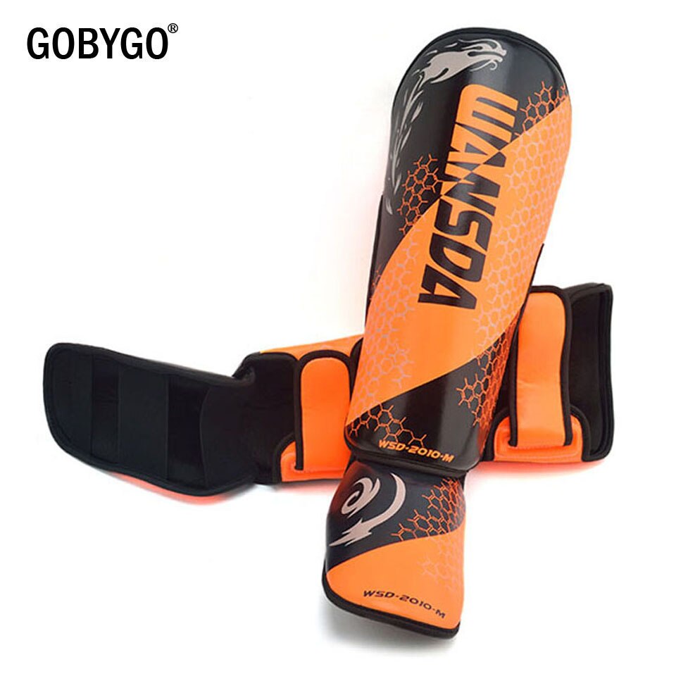 GOBYGO Ein Paar High PU Leder Boxen Shin Guards Knöchel Schutz MMA Muay Thai Training Bein Wärmer Treten shin Schutz