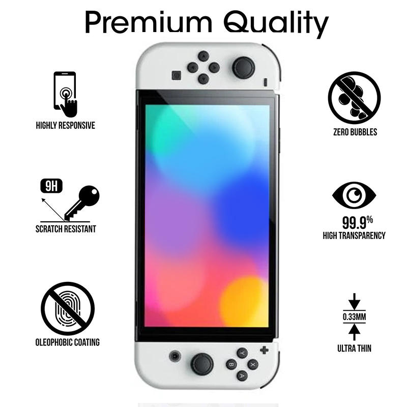 Data Kikker 3Pcs Gehard Glas Screen Protector Compatibel Nintendo Switch Oled 9H Harde Beschermende Film Siliconen Cap Accessoires