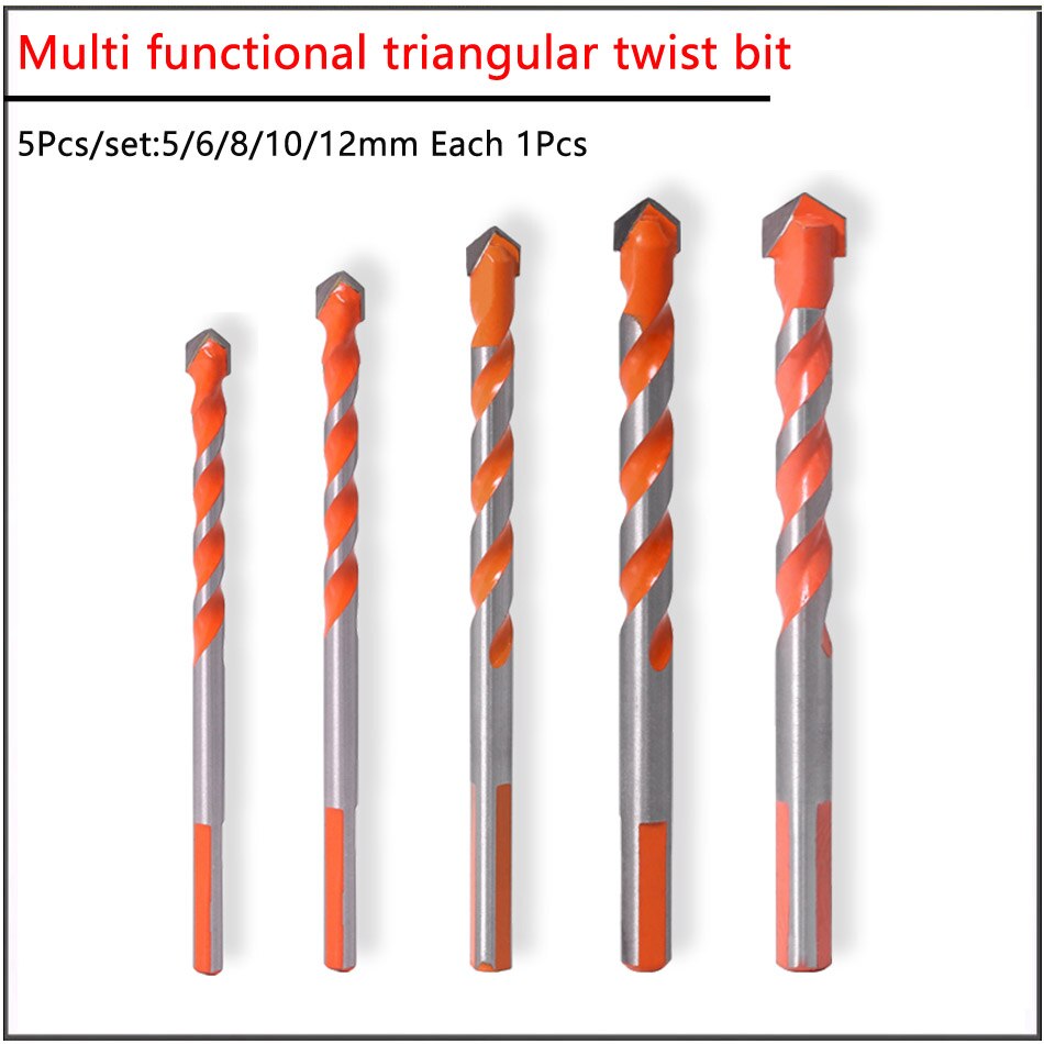 5 stk 5 6 8 10 12mm trekantet bit multifunktion trekant bit super hård legeret beton cement træ boring elektrisk bor