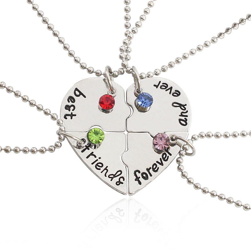 Beste Freund 4 Stück Halskette Frauen Schmuck BFF Freundschaft Anhänger Choker Schmuck Für Frauen Freies