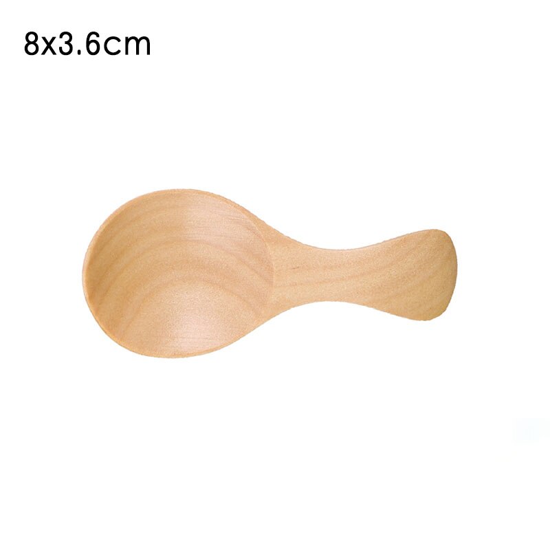 1 st matlagningsredskap kaffe teskedar bestick multifunktion trä stock färg/mörk färg mini socker sked krydda skopa: Loggfärg
