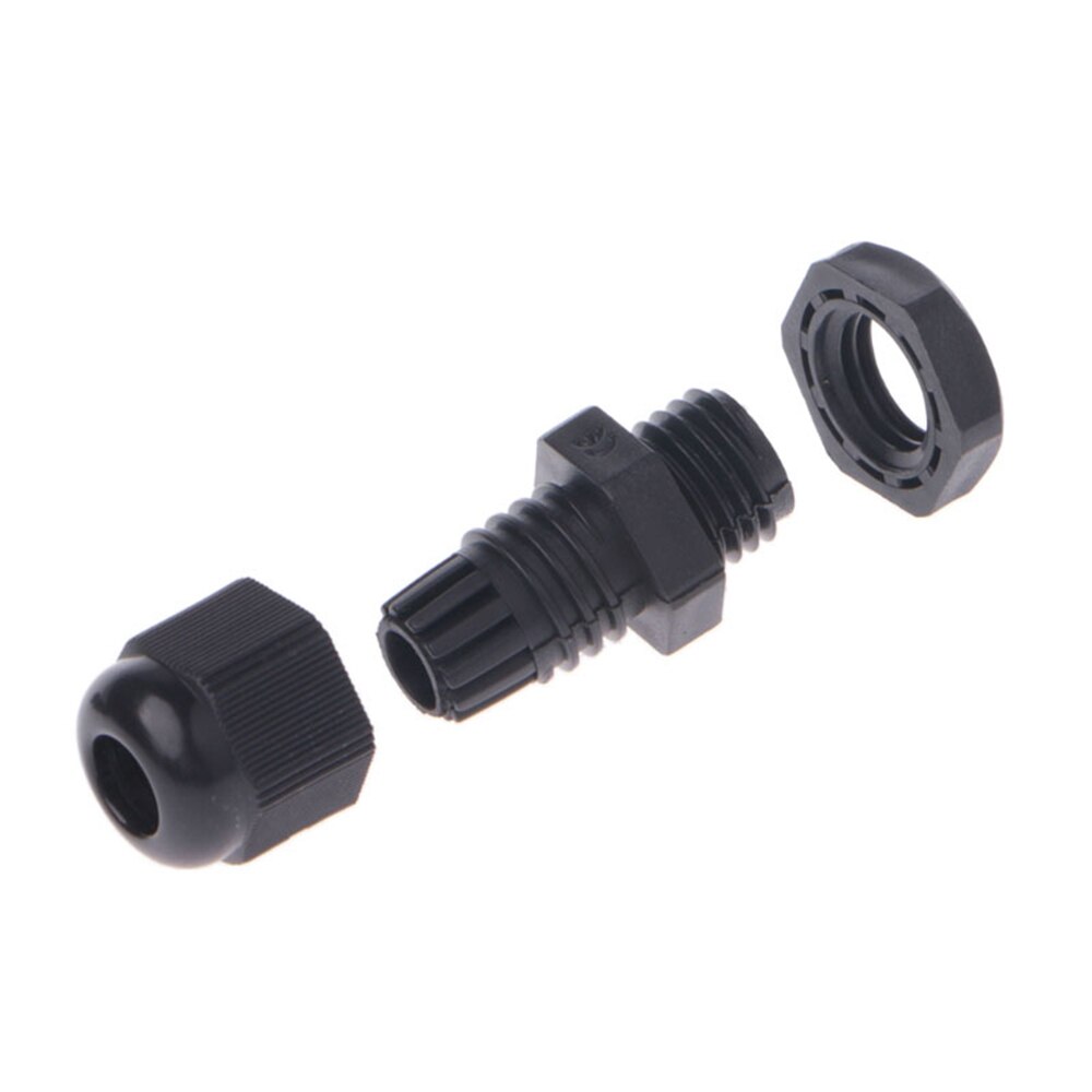 5Pcs Waterproof Cable Gland IP68 Metric M12 Cable Entry Strain Relief Cord Grip Black Nylon Plastic Connector