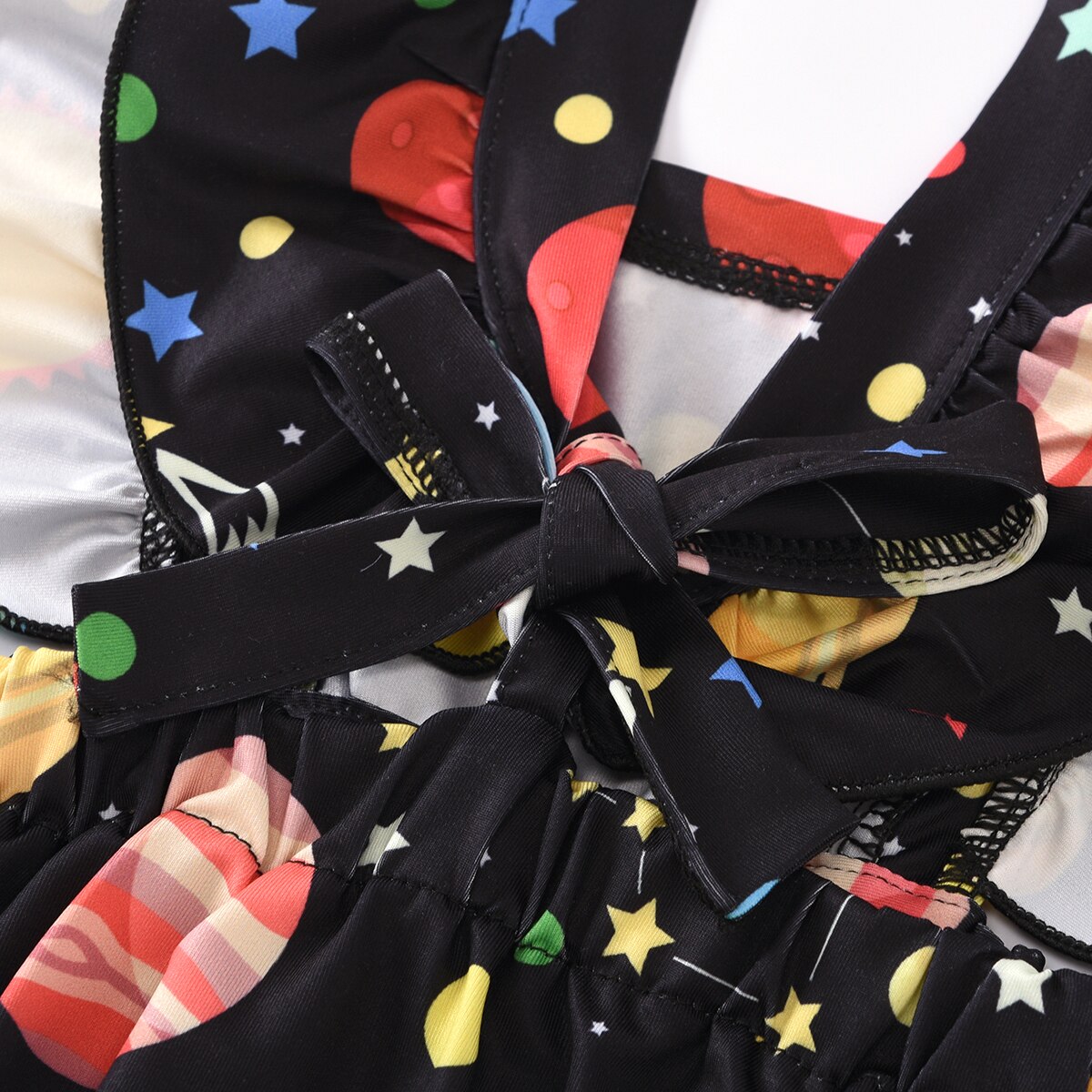 Focusnorm 0-18M Baby Meisjes Jongens Rompertjes Hoofdband 2 Stuks Cartoon Print Ruches Korte Mouw Jumpsuits