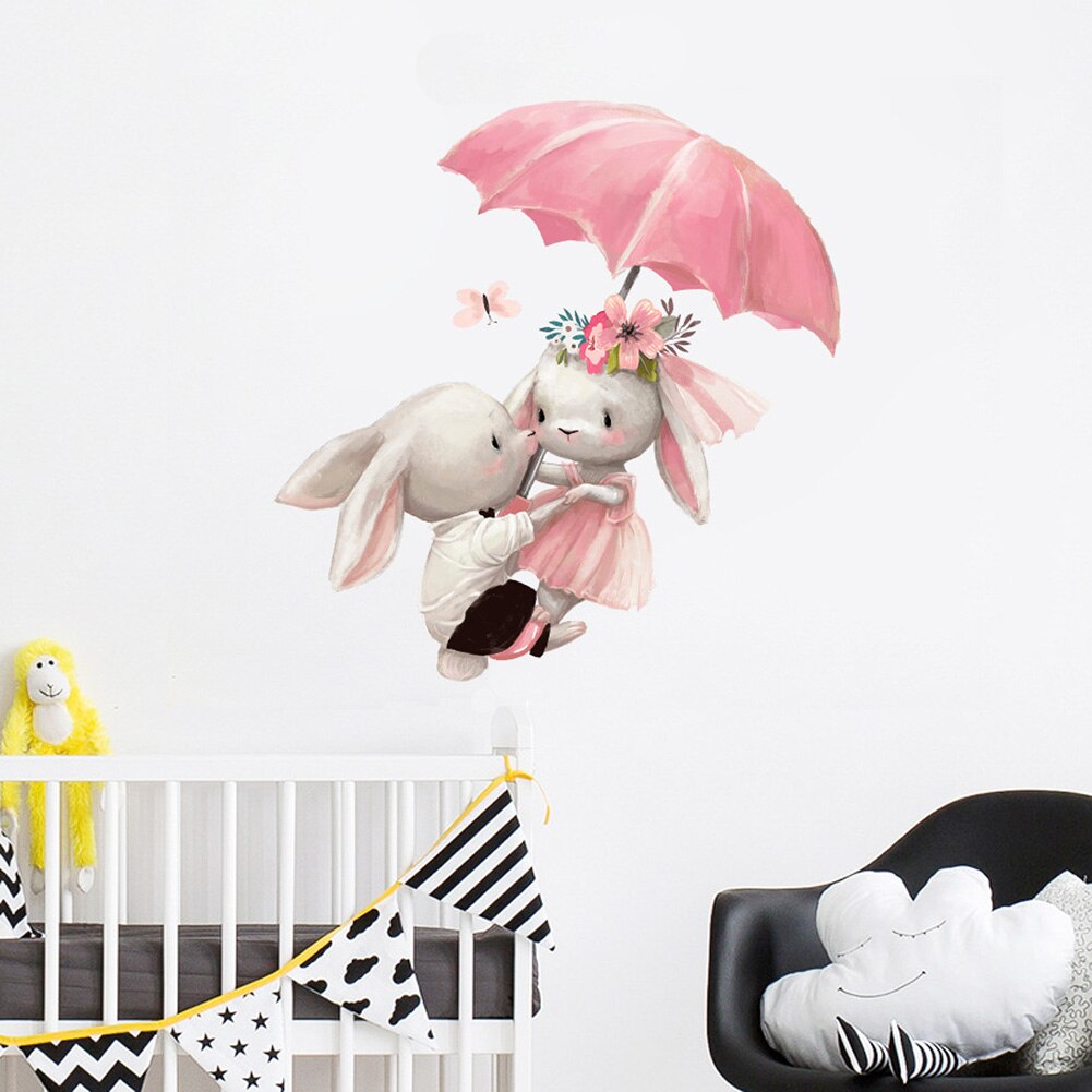 Cute Rabbit Series Wall Sticker For Kids Baby Room Home Decoration Wallpaper Living Room Bedroom Removable Mural Bunny Stickers