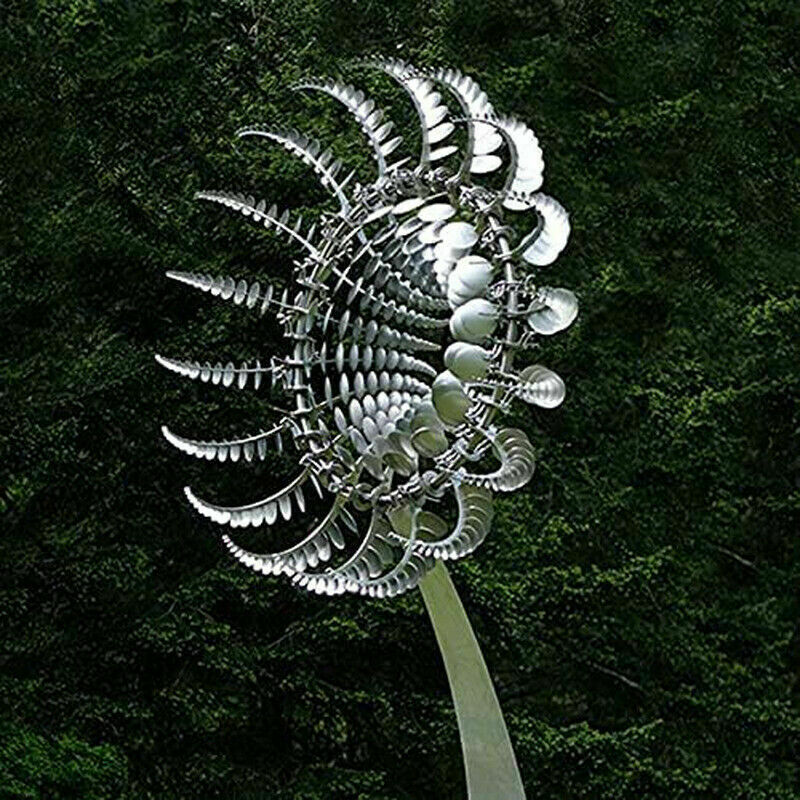 Unique and Magical Metal Windmill,3D Wind Sculptures Move with The Wind,Kinetic Metal Wind Spinners with Metal Garden Stake