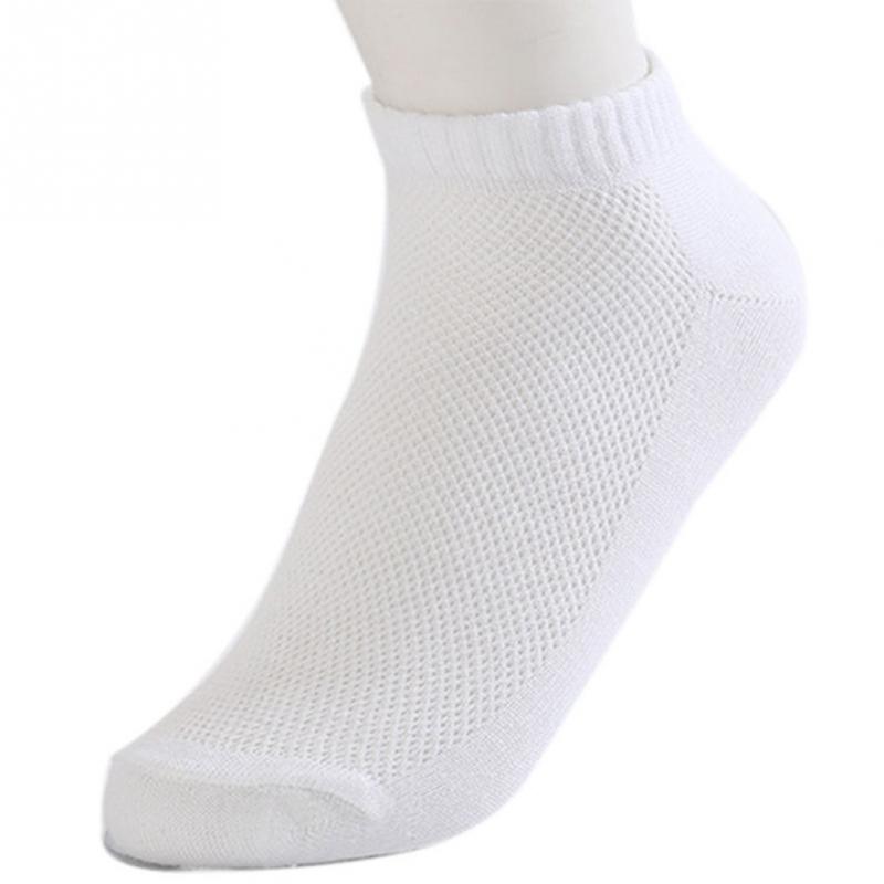 10 /5 /1 par sommer forår low cut ankel herrestrømper åndbare solid mesh mandlige bådstrømper sorte hvide grå sportsokker: Hvid / 10 par