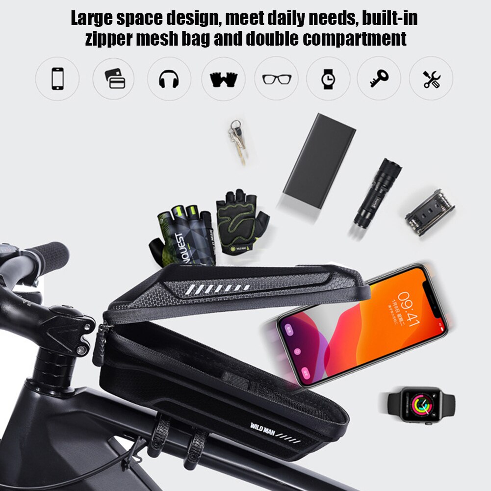 Fietstas Zadel Frame Top Tube Fietsen Tas Waterdichte Eva Telefoon Case Touchscreen Pocket Mtb Pack Bike Accessoires