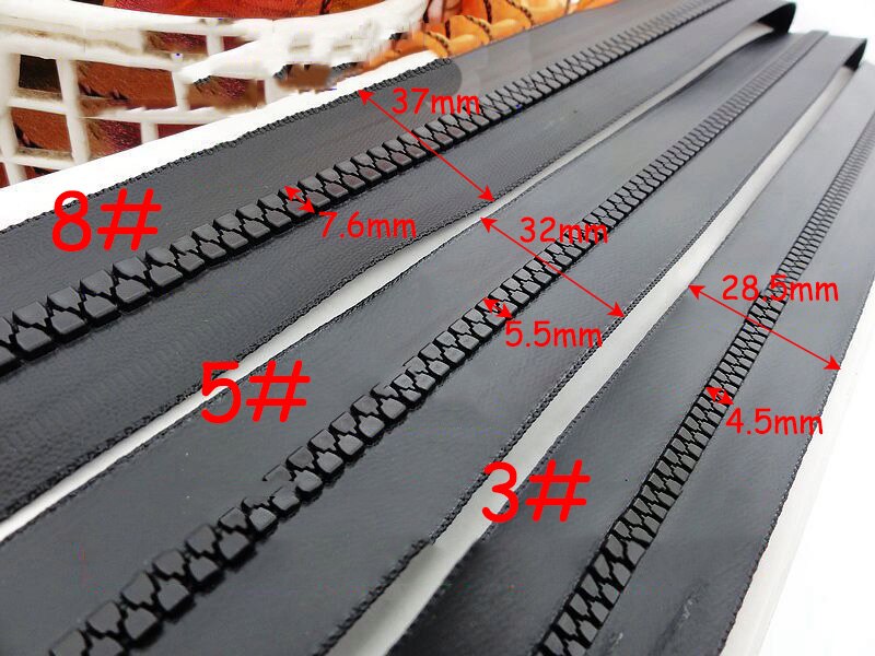Meetee 2M 3 #5 #8 # resina impermeable cremallera código carga bobina cremalleras para chaquetas tienda a prueba de viento Zip reparación DIY coser prenda cremalleras: 5 #