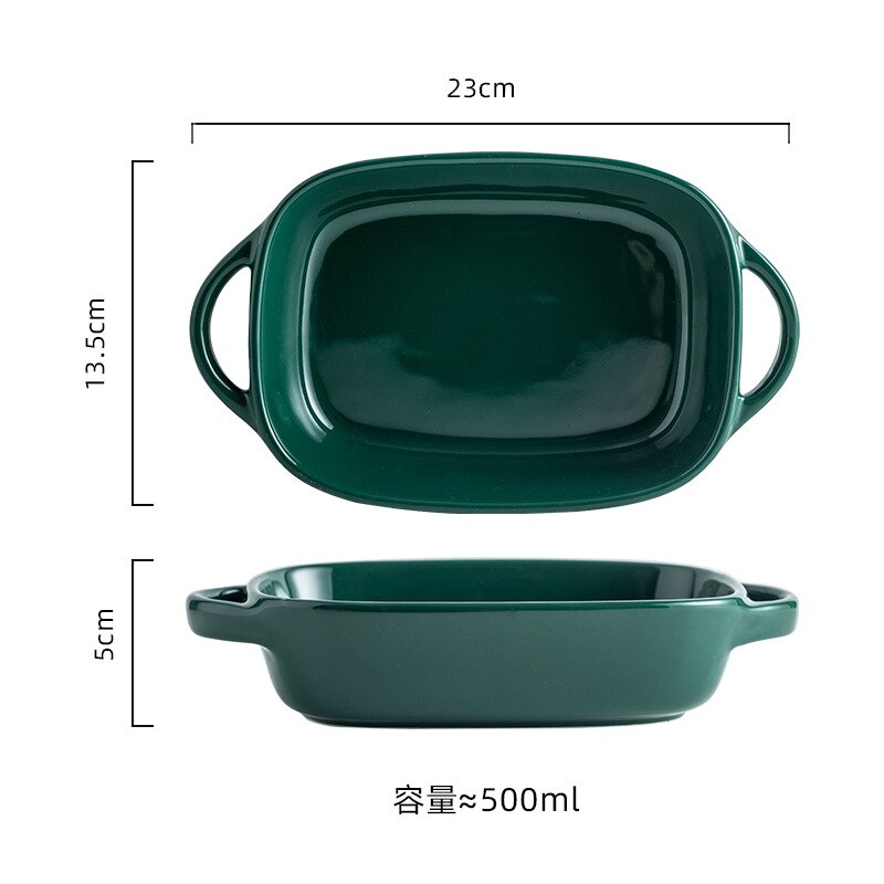 Yellow/Red/Blue/Green/Grey/Pink 400ml/500ml Fruit Salad Bowls Ceramic Tableware Tray Decorative Living Room Plates: 500ml Green