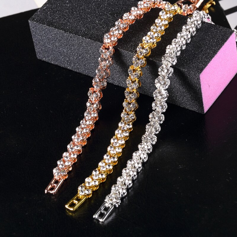 Elegante Kristall Strass Armband Frauen Hand Zubehör Schmuck