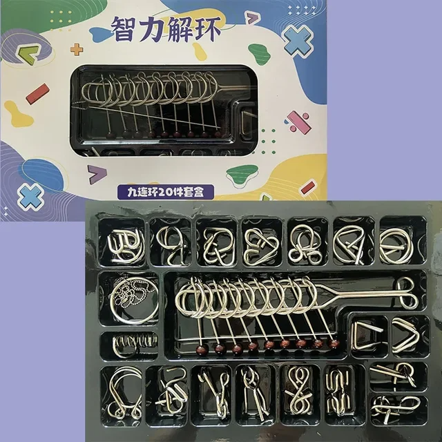 3D Metall Puzzle Geist Gehirn Spielzeug Unentanglemen Eisen Link Entsperren Interlock Luban Lock Pädagogisches Intellektuelles Spielzeug: Lila