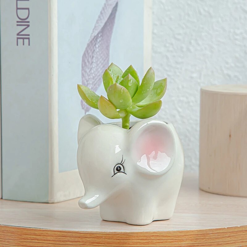 Maceta de cerámica con dibujos de animales, Mini maceta con Cabeza de Vaca, cebra, oveja, suculentas, bonsái, decoración del hogar, estilo nórdico