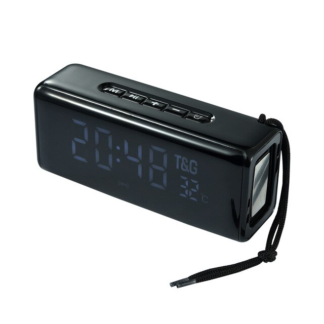 Bluetooth Luidspreker Kolom Met Led Wekker Fm Radio Tf Muziek Boombox Subwoofer Muziek Centrum Voor Mobiele Telefoon Computer: black