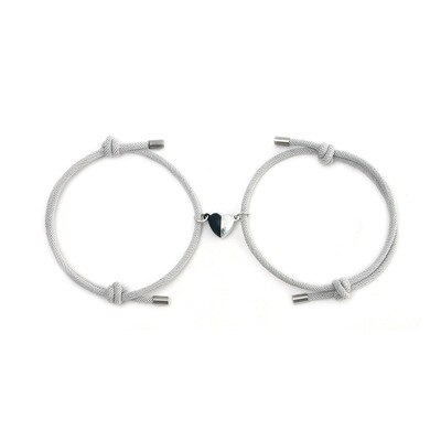 Pulsera magnética con abalorios para parejas, brazalete de amor de larga distancia, con piedras de deseos: Grey