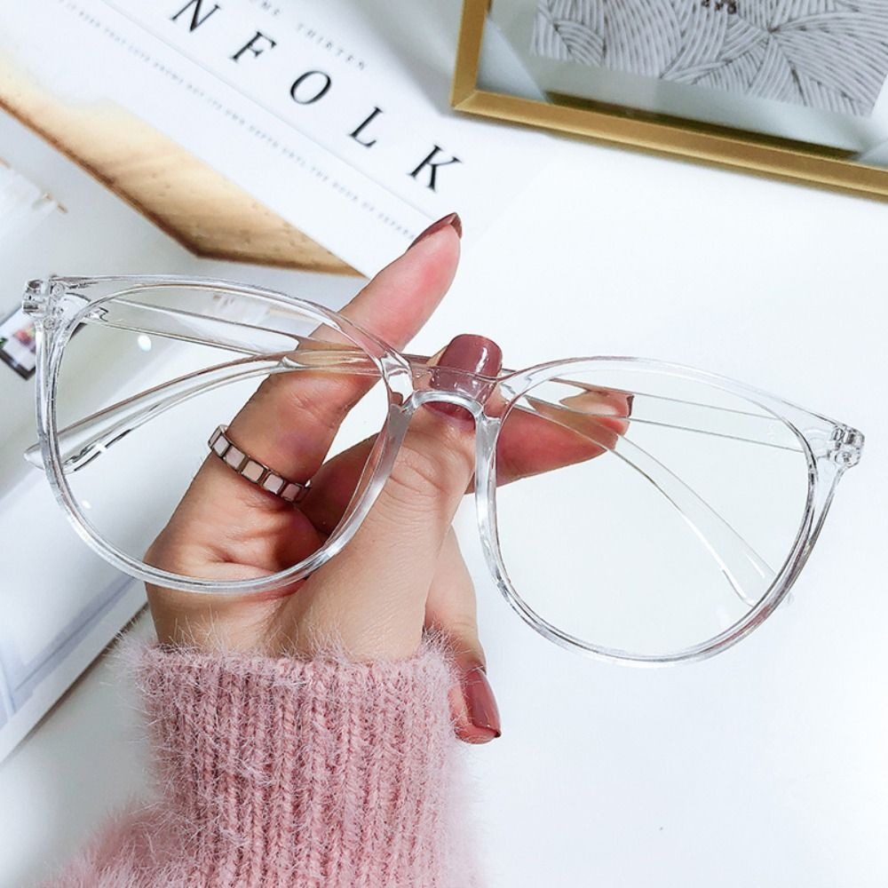 Trendy Plane Mirror Anti Blue Light Glasses Transparent Round Eyewear Without Degree Optical Spectacle Eyeglass Women Men: Orange