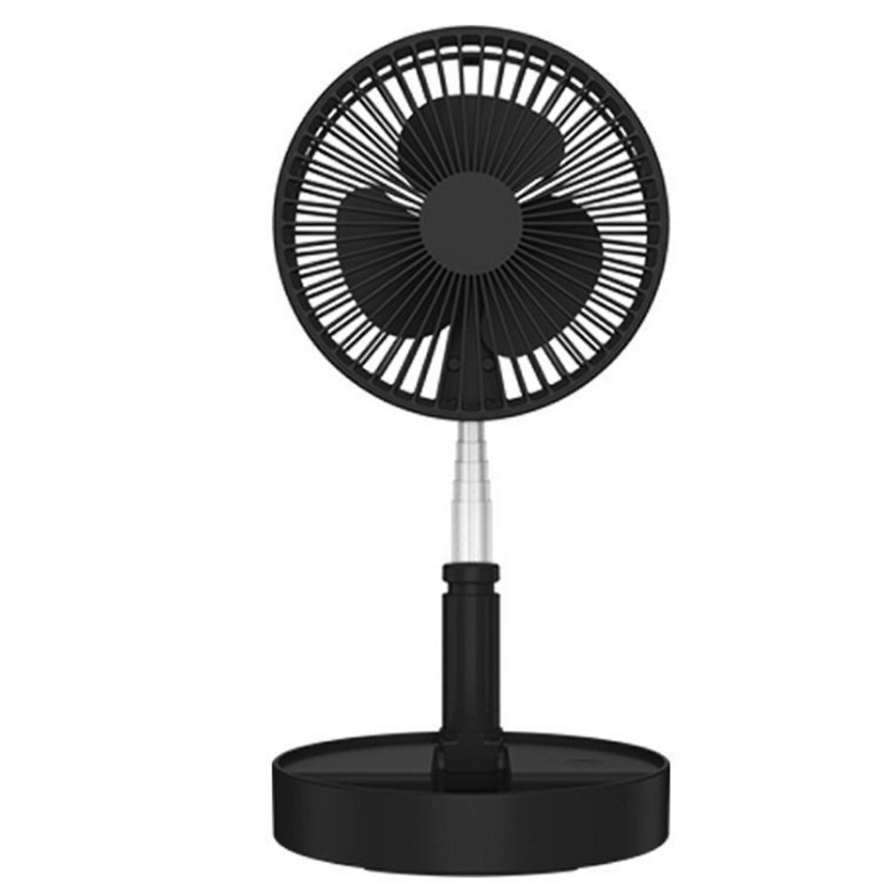P9 Outdoors Portable Folding Usb Floor Fan Fourth Gear Wind Speed Office Mute Cycle Rechargeable Fan: black 4800mah