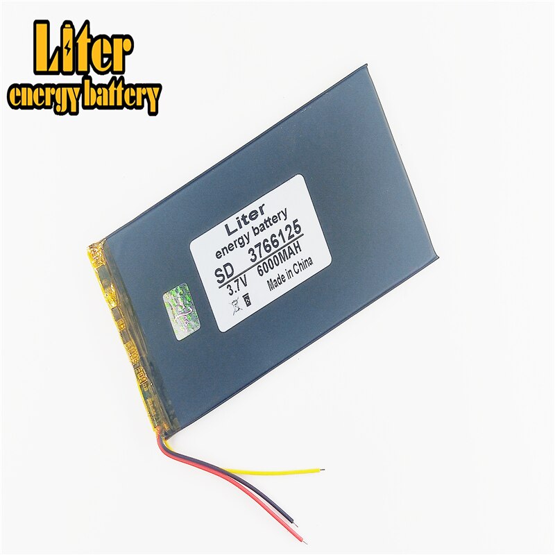 3 line 6000mah lithium polymer 3766125 3.7 V tablet battery V811 812 battery Pocket PC PDA Battery