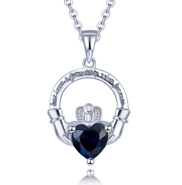 Hutang Colorful S925 Pendants for Women 0.76 Carats Created Emerald Heart Shape Women Romantic Lovely Silver Pendant: Created Sapphire