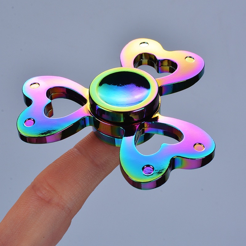 Multicolor Fidget Spinner Metal Alloy Smooth Hand Spinner Adult Office Anxiety Relief Stress Flower Gyro Tri Spinner Toy For Kid: D