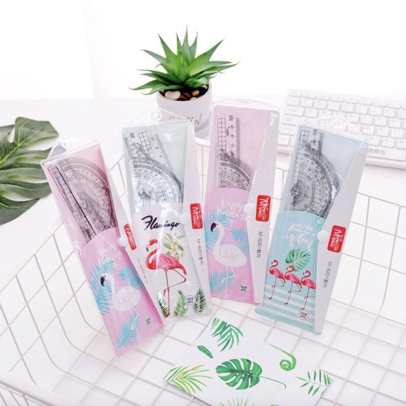 4 pcs/set Straight Ruler Protractor Students Math Geometry Office Soft Plastic Triangle Ruler Set School Supplies GG183