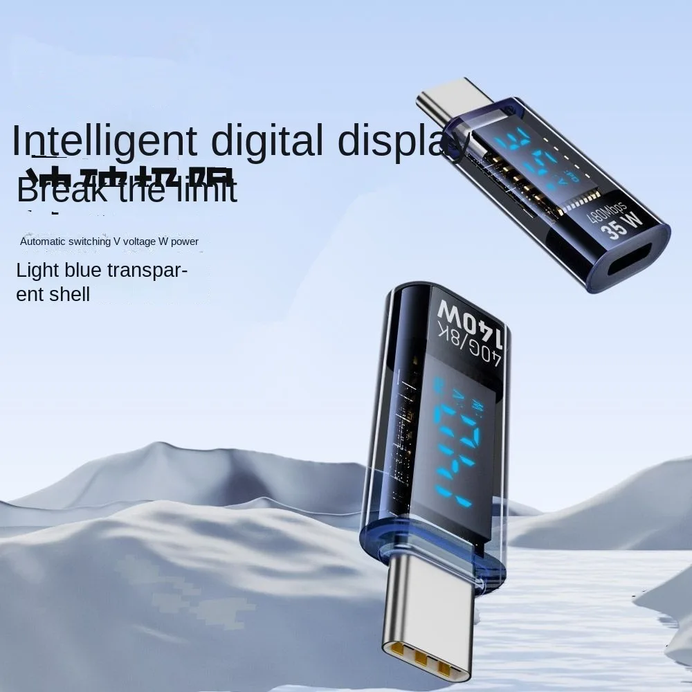 USB C Adapter with Digital Display PD 140W 240W Type C Male to Female Connector Power Support Voltage Current anmart LED Display