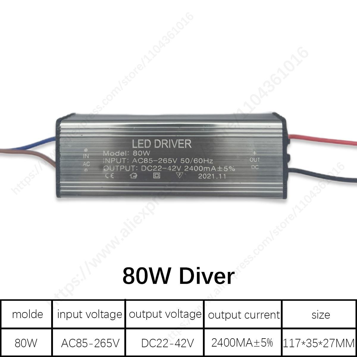 30W 50W 60W 80W 100W bez migotania wodoodporny sterownik doprowadziło stałe napięcie DC24-42V zasilacz AC85-265V transformatory oświetleniowe: czarny