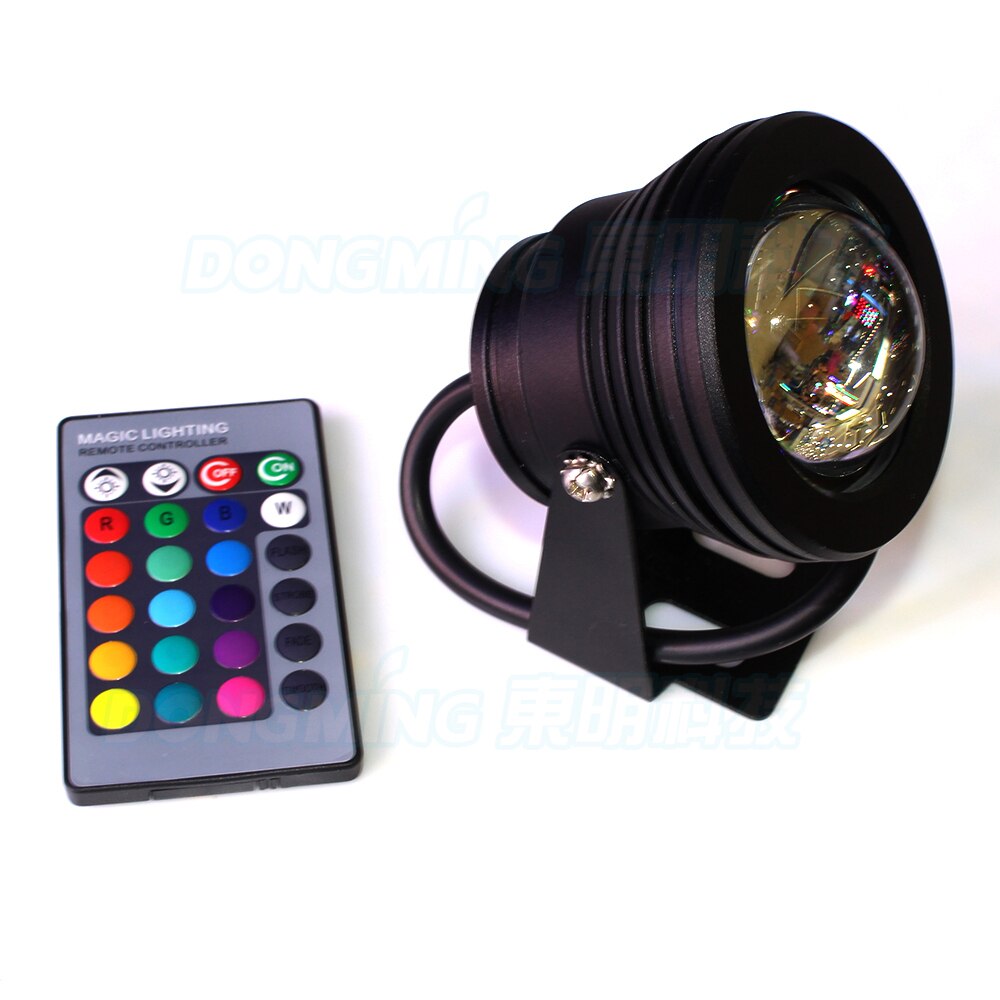 RGB LED Zwembad Verlichting Waterdicht IP68 Zwart Case DC 12 V 10 W Onderwater led-verlichting 24 Key Afstandsbediening + 12 v 10 w voeding