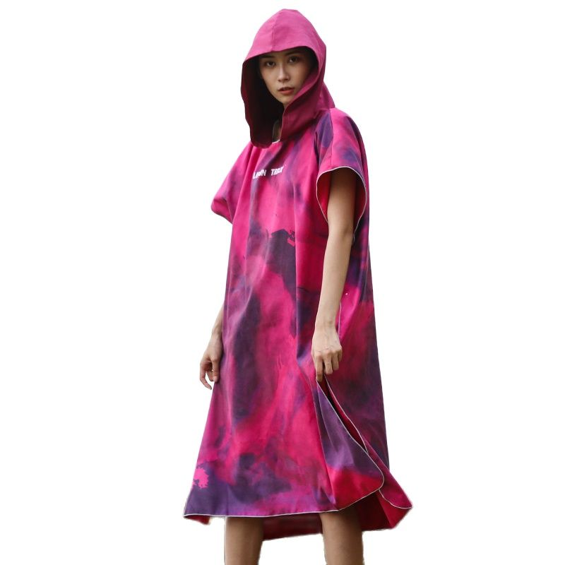 Microfiber Women Swimming Diving Bathrobe Cloak Printing Changing Robe Bath Towel Outdoor Hooded Beach Towel Poncho