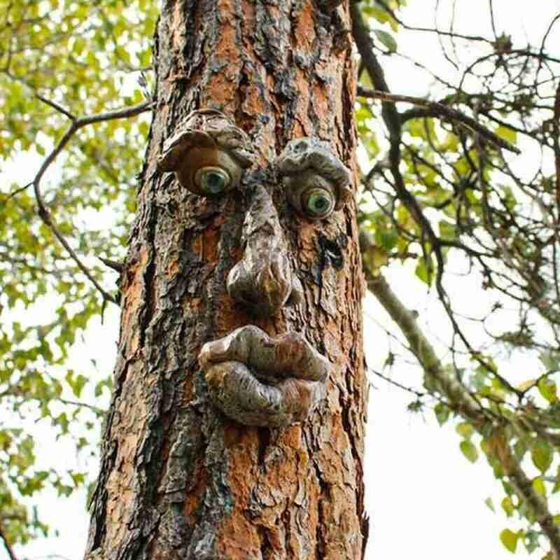 Old Man Tree Hugger Garden Art Outdoor Tree Funny Old Man Face Garden Sculpture Decoration Face Tree Whimsical Funning S6j3