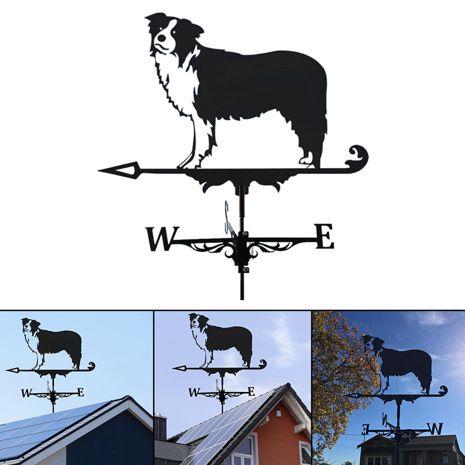 Weather Vane Animals Wind Direction Indicator Yard Outdoor Garden Art Decor: Collies