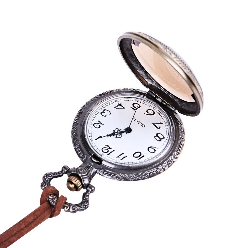 Dr. Who-reloj de bolsillo con espejo transparente para hombre y mujer, cronógrafo con funda abatible de bronce, estilo Vintage, con cadena de